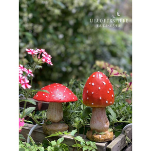 高档里洛家居 花园装 田园户外造景树脂雕塑摆 饰庭院摆件仿真蘑菇