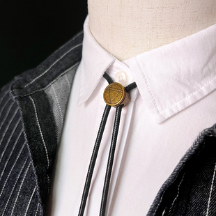 男士 小领带新款 tie领结 简便T恤项链 复古古青可调节领绳衬衣bolo