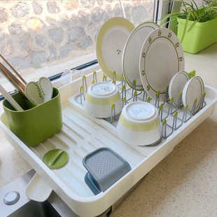 英国Joseph碗盘沥水架餐具收纳整理架伸缩排水厨房不锈钢色置物架