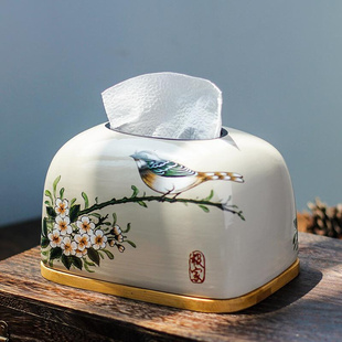 家用陶瓷中式 饰纸缸 客厅摆件创意风抽盒纸盒餐桌纸巾中国茶几新装