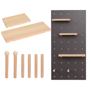 实木洞洞板收纳置物架配件挂钩火柴棍圆孔木棒层板隔板木质可定制