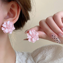 粉色桃花花朵耳钉2024年新款 爆款 耳环女小众设计感耳饰 适合春天
