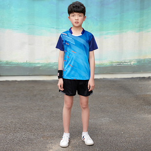 羽毛球服套装 圆领儿童运动短袖 男 T恤速干透气学生比赛乒乓球衣裤