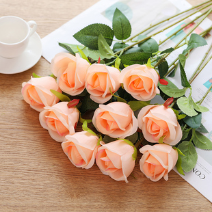 仿真玫瑰花束假花绢花塑料花套装 饰花干花餐桌摆件婚庆花艺 客厅装