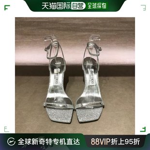 韩国直邮JIMMY CHOO时尚 222JAXON银色奢侈品 一字带9.5cm高跟凉鞋