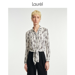 Laurel24春夏新款 女LWL352C03700 月桂花卉系带收腰绑带艺术衬衫