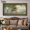 美式 客厅装 复古壁画世界名画 饰画沙发背景墙挂画莫奈风景油画欧式