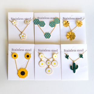 Jewelry necklace серьги Sets Flowers earrings Pendant