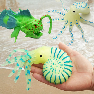 儿童仿真八爪鱼小动物章鱼世界软胶海洋海底男孩玩具模型玩偶鱼虾