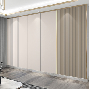 简约电视背景墙壁布2024新款 客厅高级感影视墙壁纸3D立体格栅墙布