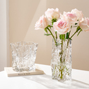 新款 冰川花瓶透明轻奢风客厅餐桌水养鲜花插花轻奢玻璃摆件高级感