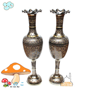 巴基斯坦铜器1M米尔精雕彩点落地大花瓶开业庆典家居大型铜器花瓶