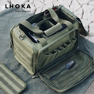 LHOKA野外餐具收纳包户外露营野餐野炊包战术隔层杂物手提单肩包