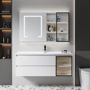 箭牌浴室柜组合智能镜柜陶瓷一体盆现代简约实木卫生间洗脸洗漱台