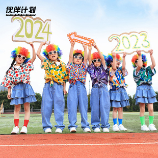 儿童啦啦队服装 中小学生运动会开幕式 入场比赛班服六一表演出服装