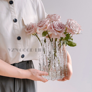 水养郁金香透明玻璃冰川花瓶摆件创意客厅插花现代简约网红高级感