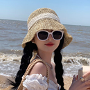 网红渔夫草帽女蕾丝系带沙滩小清新度假日系防晒遮阳帽太阳帽子夏