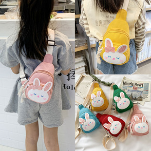 韩版 公主女孩宝宝可爱小兔子帆布单肩背包 儿童包包女童斜挎包时尚