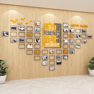 企业照片墙公司文化背景墙办公室装 饰墙面团队员工激励设计高级感