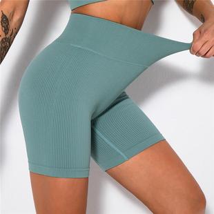 女夏季 XTS跨境美欧瑜伽裤 螺纹纯色运高动裤 新款 腰提身臀紧身健裤