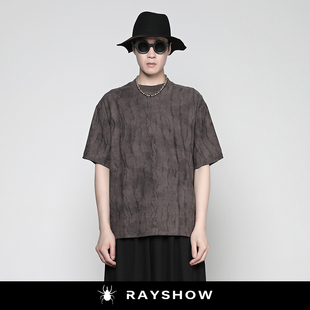 RAYSHOW·雷修｜双面针织立体烧花做旧 T恤 日系复古设计师短袖