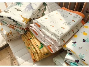 出口日本 幼儿园盖毯儿童浴巾空调毯 婴儿四层竹纤维纱布毯夏季