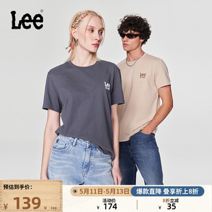 Lee标准版 字母印花男女同款 T恤休闲潮流LUT0053984LE 圆领日常短袖