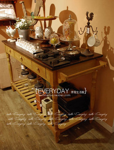 ZSK025可立特美式 乡村田园混色做旧玄关桌厨房餐边柜实木质家具