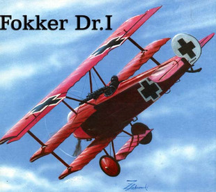 德国红男爵座机福克 Fokker DrI三翼飞机纸模型 精细A4幅面