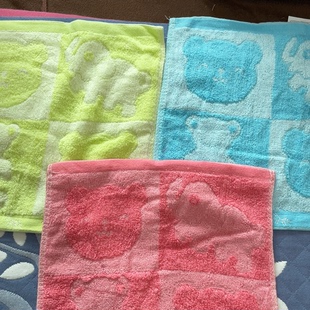 10装 毛巾儿童洗脸巾批发优质小方巾口水巾小熊小象款