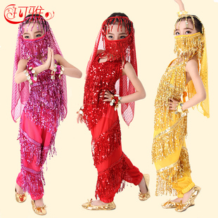 儿童印度舞演出服少儿新疆舞表演服女童肚皮舞服装 幼儿民族舞蹈服