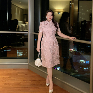 女装 优雅改良版 GLEC高端大码 夏装 2024年新款 旗袍连衣裙 中国风时尚