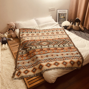 民族风几何露营小毛毯子床上用办公室午睡盖毯北欧休闲毯针织线毯