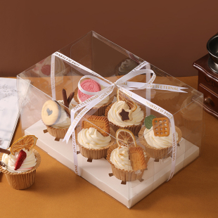纸杯蛋糕包装 手提打包盒子 盒透明6粒12个加高马芬杯子九宫格包装