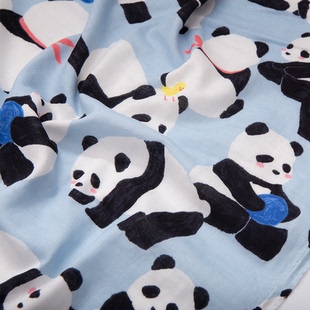 日本KOKKA双层纯棉纱布儿童婴儿服装 柔软可爱床品手工面料大熊猫
