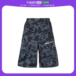 香港直邮PALM ANGELS PMCB0 男士 聚酯纤维灰蓝黑迷彩印花运动短裤