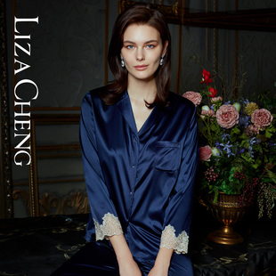 Liza 白月光系列春夏冰丝睡衣蕾丝抠花上衣LL00177 Cheng商场同款