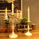 欧式 浪漫高级香薰蜡烛台座 复古烛台摆件中古铁艺烛光灯台道具法式