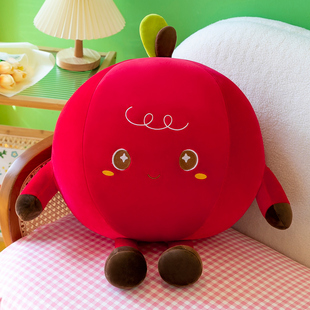 红色苹果抱枕毛绒玩具女生睡觉超软水果娃娃玩偶可爱樱桃靠垫卧室