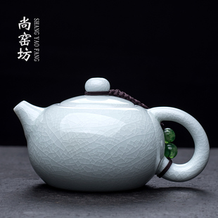 开片汝窑茶壶陶瓷西施壶汝瓷小泡茶壶一人喝小茶壶单壶 功夫茶具