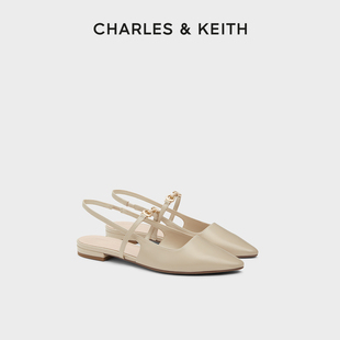 CHARLES&KEITH24夏新款 CK1 70920144法式 尖头平底玛丽珍包头凉鞋