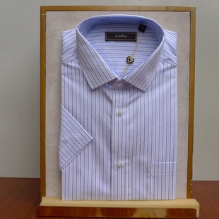 短袖 MSS17152010 金利来男装 衬衫 夏季 条纹标准纯棉商务正装