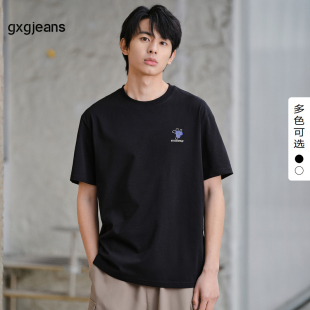 2色可选 印花黑色圆领短袖 gxgjeans男装 2024年夏季 T恤男 新款