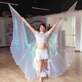 成人儿童肚皮舞金翅透明翅膀白色光舞道具表演出萤火虫天鹅舞蹈