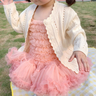 韩版 婴儿针织开衫 防晒外套甜美春秋纯棉女童小外套宝宝毛衣空调衫