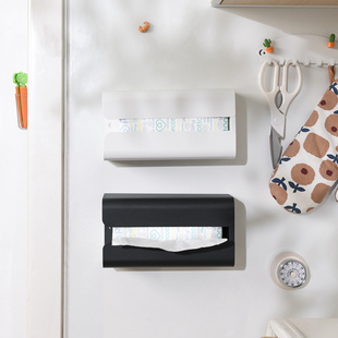 磁吸厨房纸巾盒家用壁挂式 擦手纸抽入户门抽纸收纳冰箱磁铁置物架