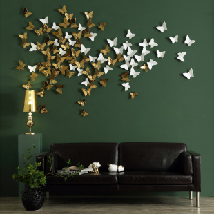 欧式 饰品 陶瓷蝴蝶创意立体墙饰壁挂沙发电视背景墙家居墙上软装