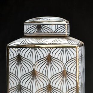 新欧式 复古陶瓷储物罐子创意客厅美式 饰花瓶促 摆件带盖家居描金装