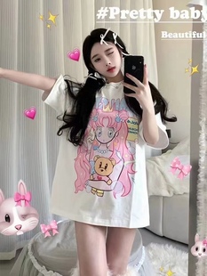 韩国品牌童装 女童2024年夏装 可以亲子 新款 美少女短袖