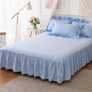 韩式 纯色床裙单件公主风水洗棉防滑床套床单单人双人床罩
